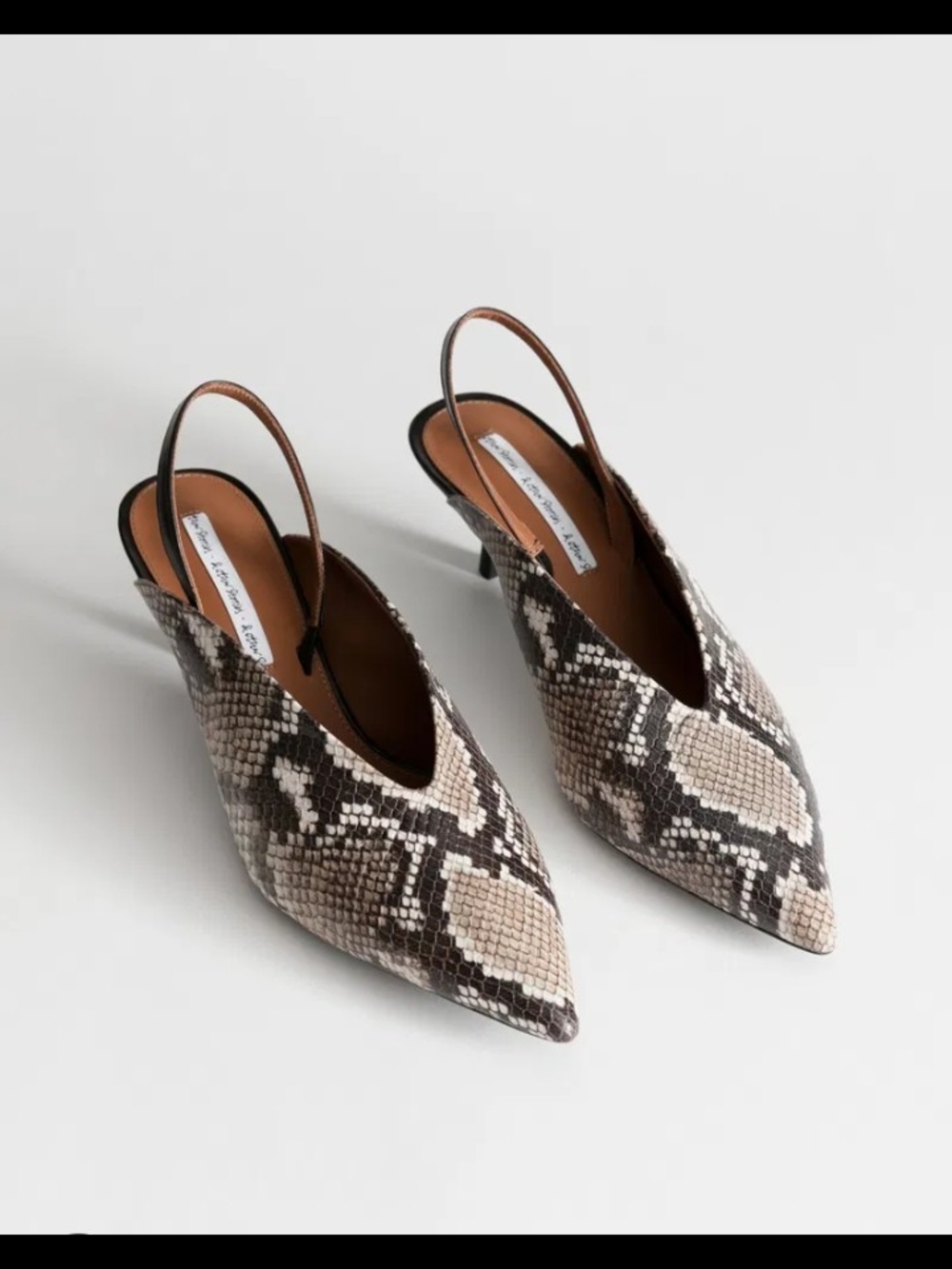 And Other Stories Snakeskin Pointy Slingback Kitten Heels Size 40